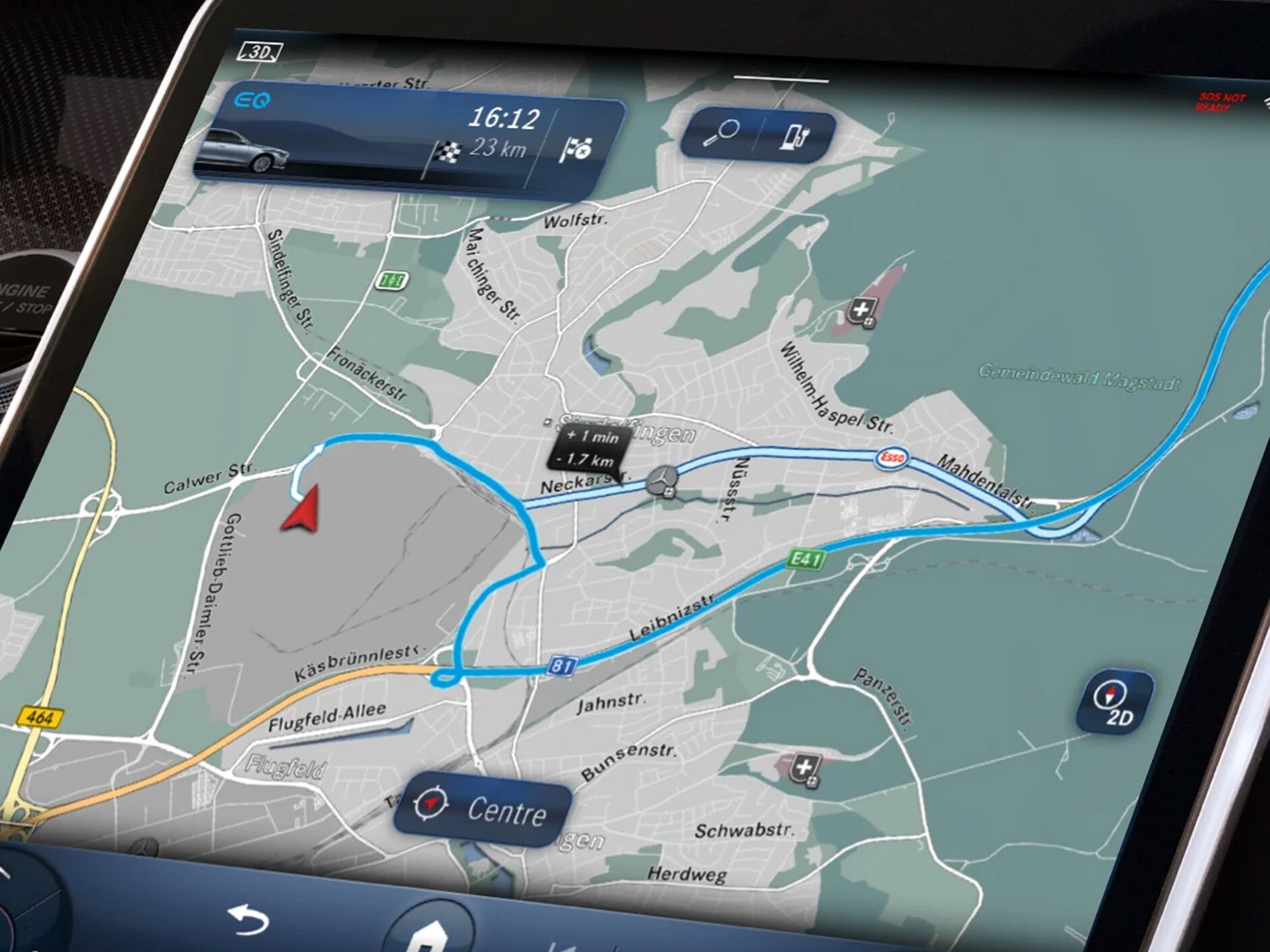 O imagine exemplificativă a funcției Ghidaj online de traseu.