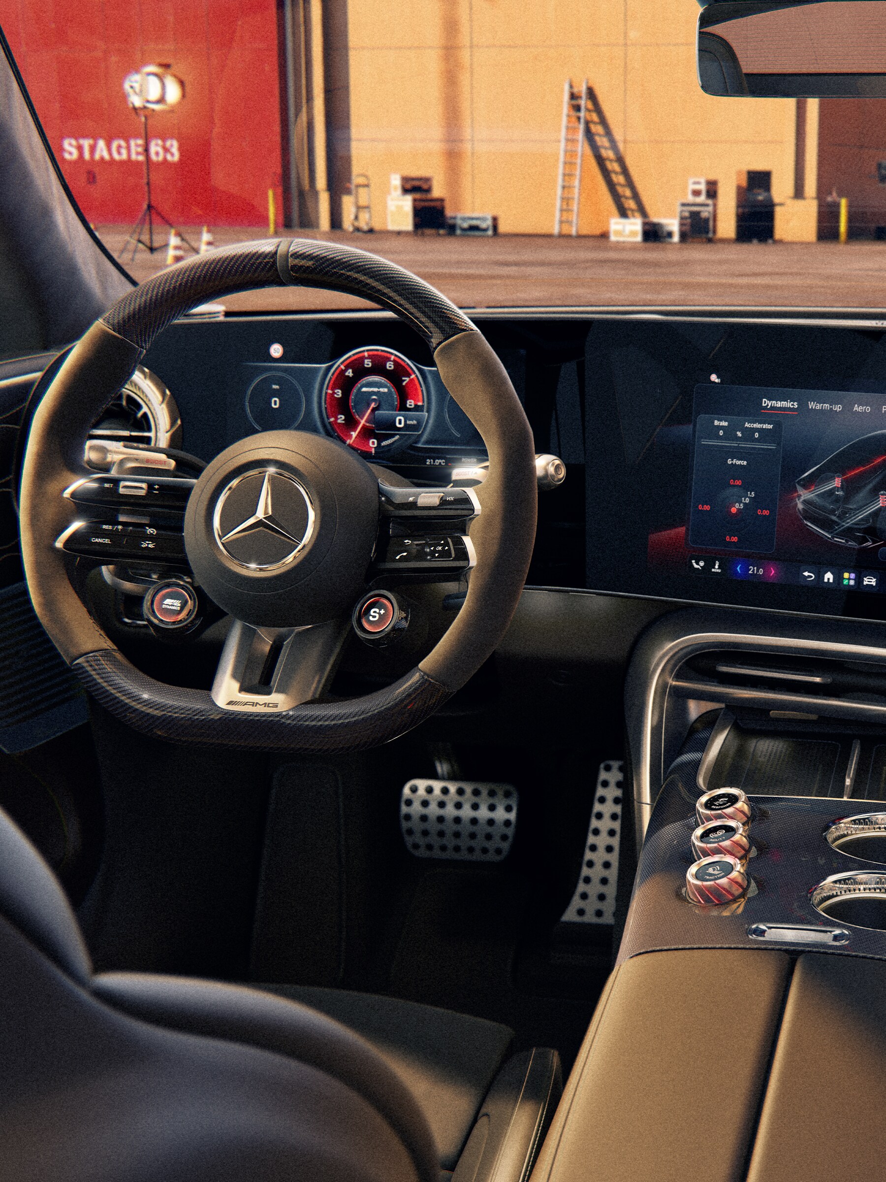 Cockpit-ul orientat către șofer din noul GT Coupé cu 4 uși de la Mercedes-AMG.