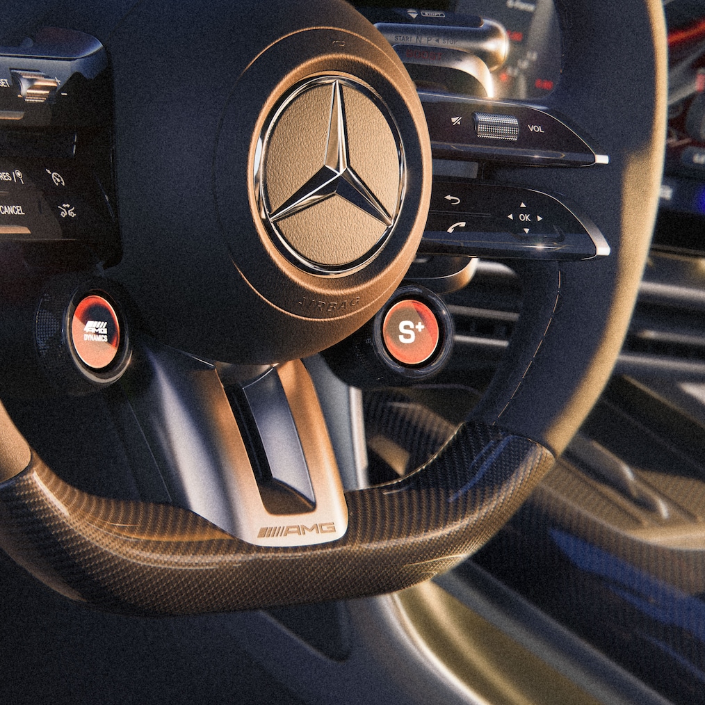 Interiorul modelului GT Coupé cu 4 uși de la Mercedes-AMG.