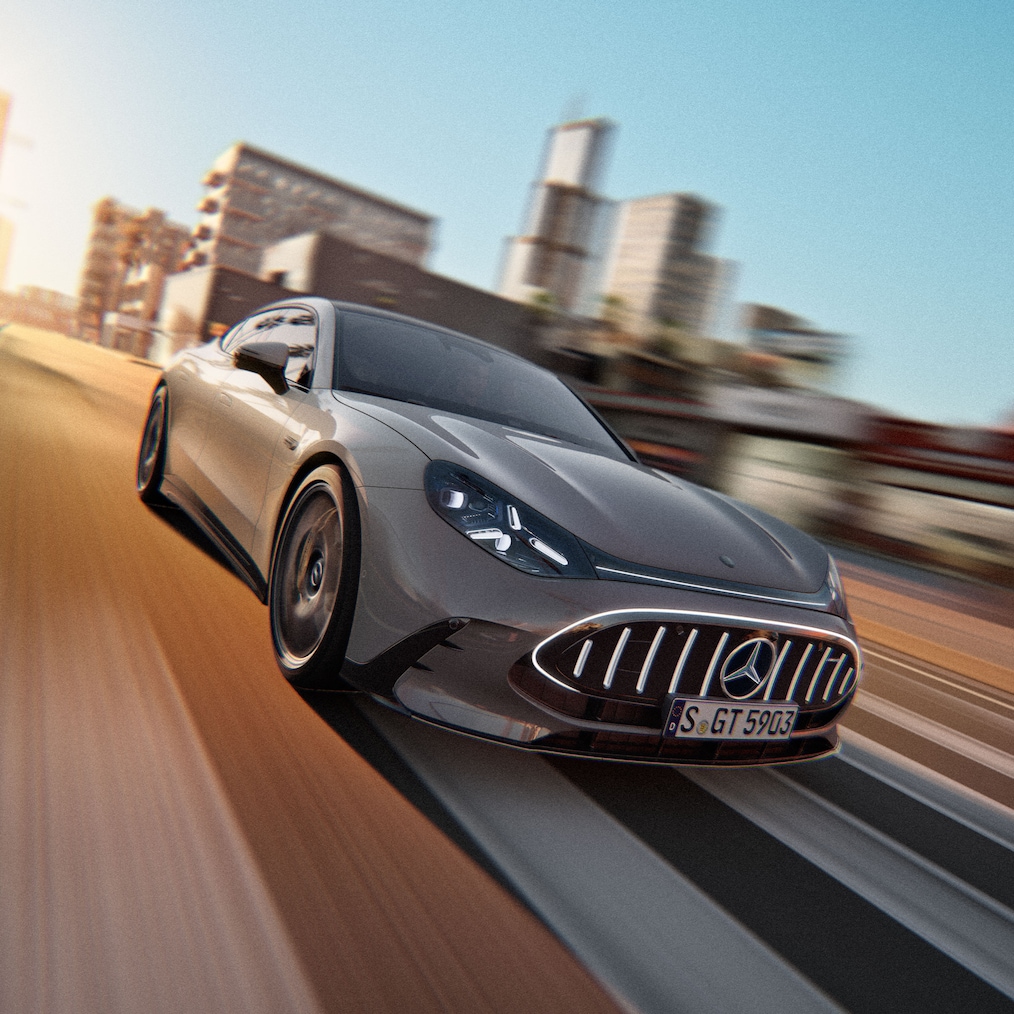 Exteriorul modelului GT Coupé cu 4 uși de la Mercedes-AMG.