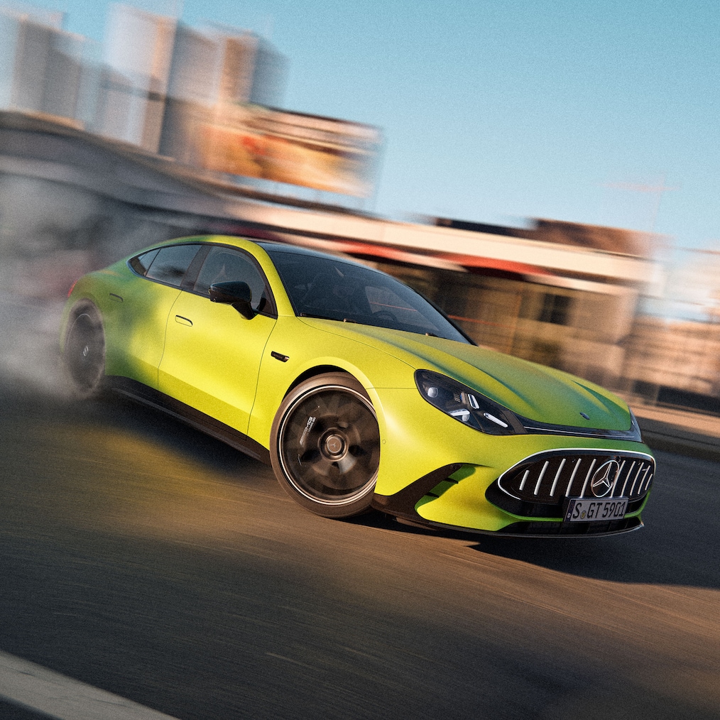 Exteriorul modelului GT Coupé cu 4 uși de la Mercedes-AMG.