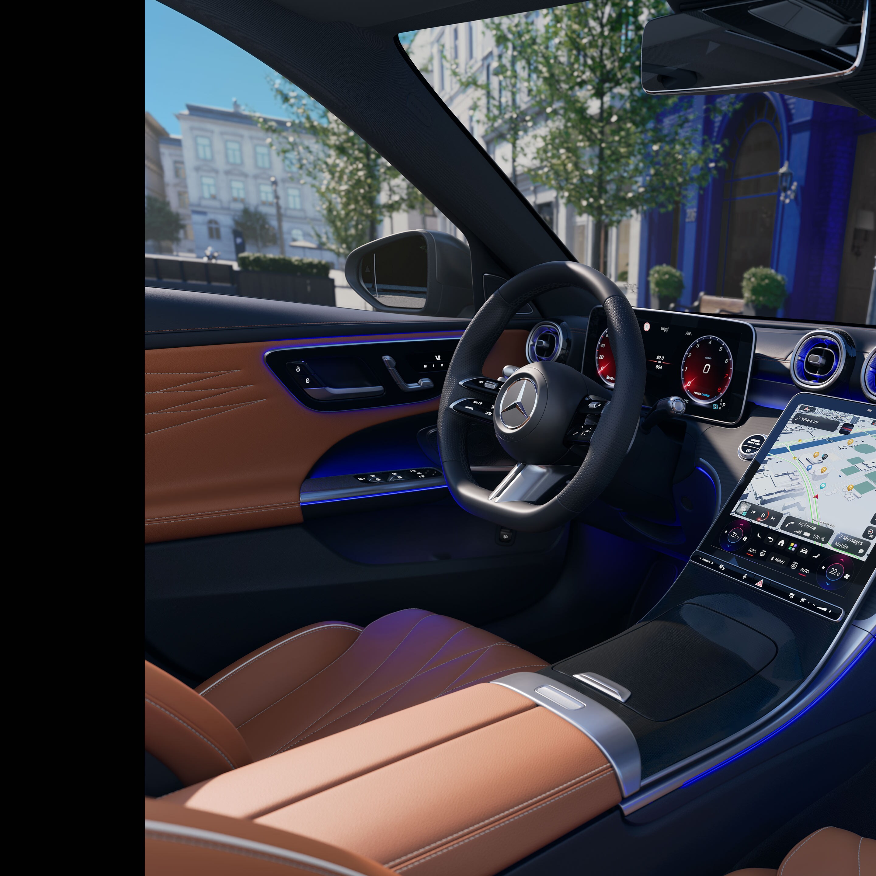 Interiorul noului model Clasa C limuzină de la Mercedes-Benz.