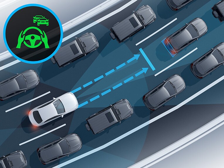 Asistentul activ Stop-and-Go din limuzina clasa C Mercedes-Benz.