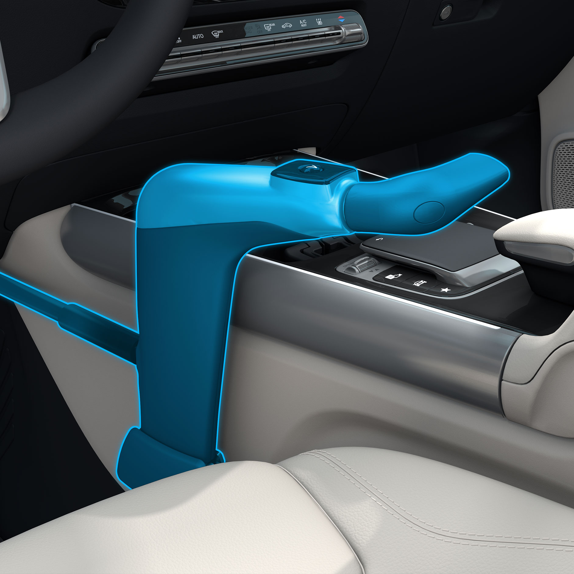 Maneta de comandă Classic | Sisteme de asistență la rulare | Mercedes-Benz O imagine detaliată a manetei de comandă Classic în combinație cu un autovehicul adaptat persoanelor cu dizabilități.