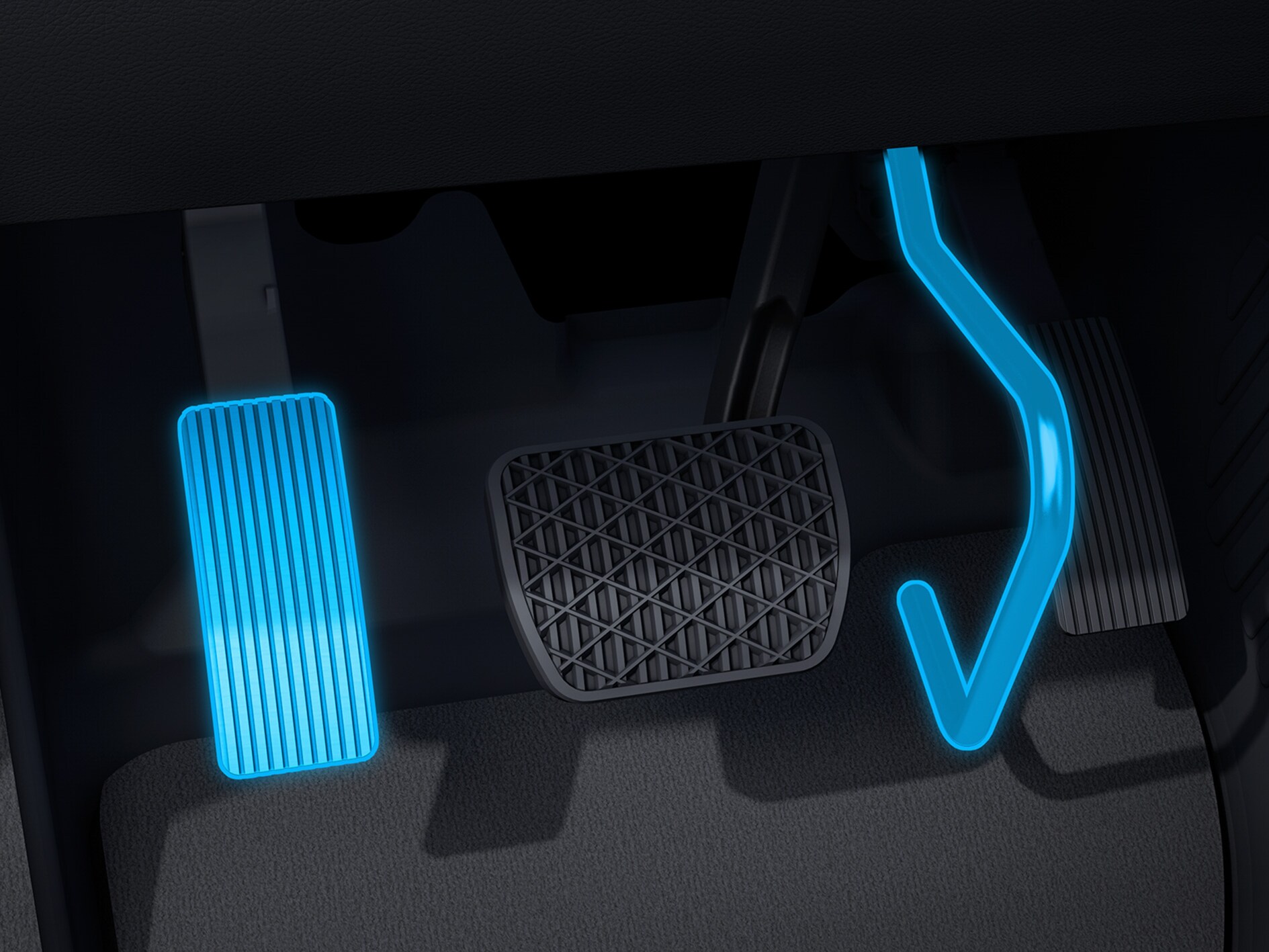 O imagine detaliată a mutării pedalei de accelerație (electronice) în combinație cu autovehiculele adaptate persoanelor cu dizabilități.