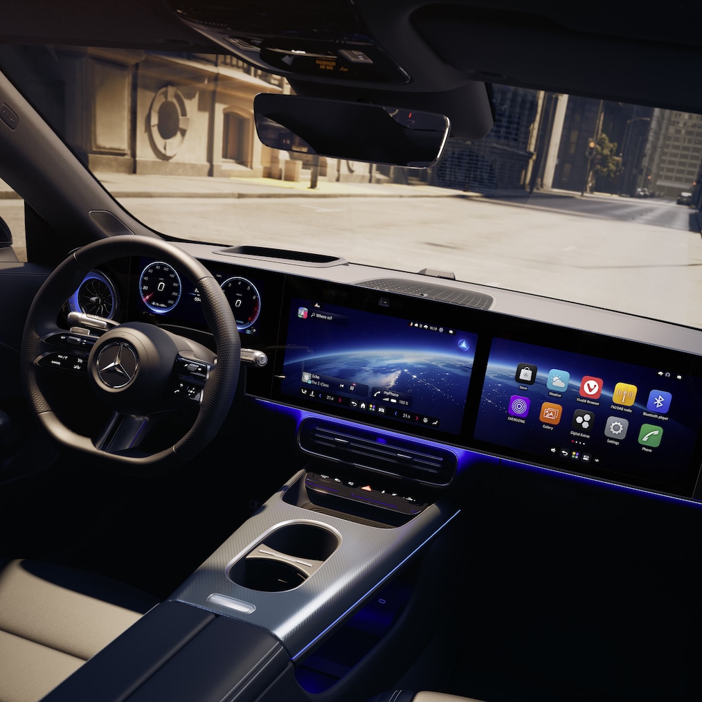 Vizualizare MBUX Superscreen din Mercedes-Benz CLA C178.
