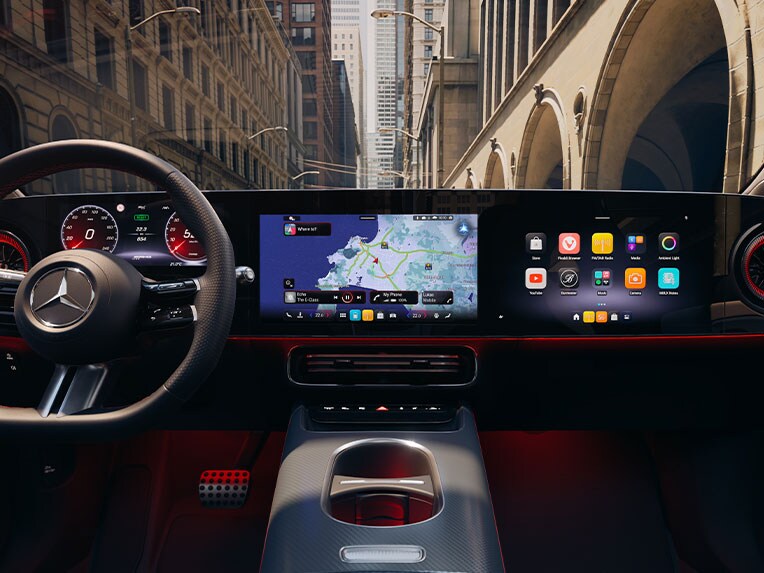 MBUX cu noua interfață intuitivă și UNITY 3D-Engine în noul CLA de la Mercedes-Benz.