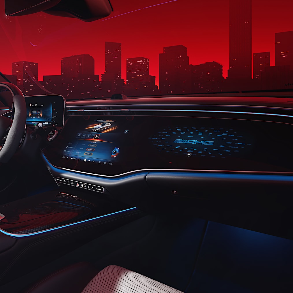 MBUX Superscreen în Mercedes-AMG clasa E model T.