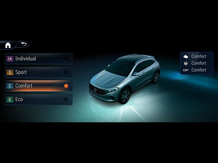 DYNAMIC SELECT în noul model EQA de la Mercedes-Benz.