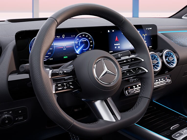 Noul volan al noului model EQA de la Mercedes-Benz.