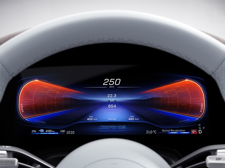 Funcțiile pachetului AMG DYNAMIC PLUS în cockpit-ul modelului Mercedes-AMG 53 4MATIC+.