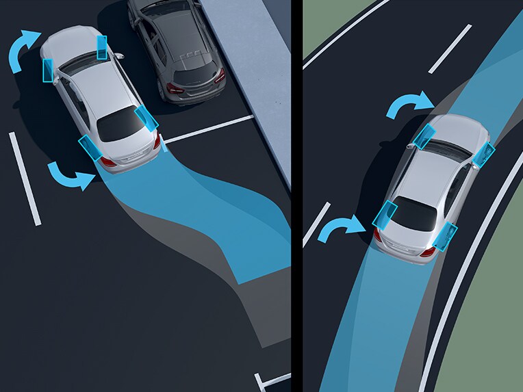 Puntea spate directoare a modelului EQS Limuzină de la Mercedes-Benz.