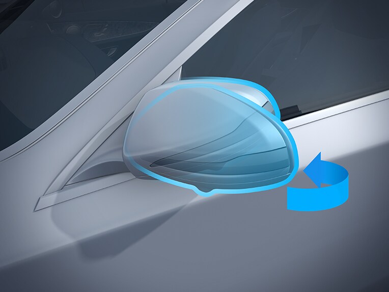 O ilustrare a pachetului de oglinzi al modelului EQS Limuzină de la Mercedes-Benz.