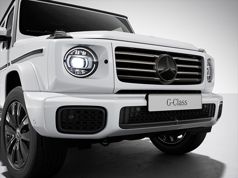 Modelul Clasa G complet electric de la Mercedes-Benz cu pachetul MANUFAKTUR cu elemente cromate închise.