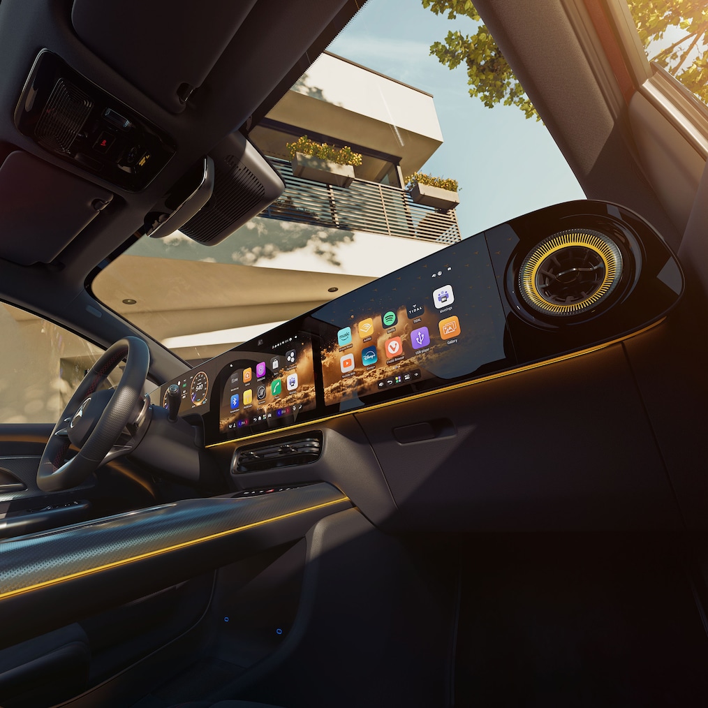 MBUX Superscreen din modelul electric complet nou Mercedes-Benz GLA.