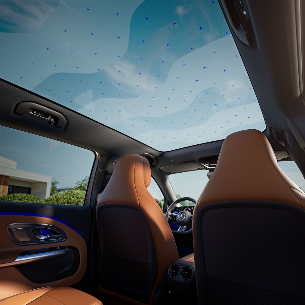 Trapa panoramică SKY CONTROL a noului model GLB complet electric.