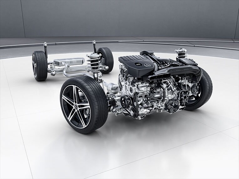 Trenul de rulare tip confort a noului model Mercedes-Benz GLB.
