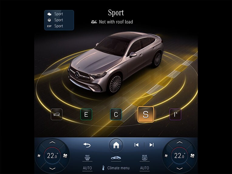 Programul de rulare cu sistem DYNAMIC SELECT al modelului Mercedes-Benz GLC Coupé.
