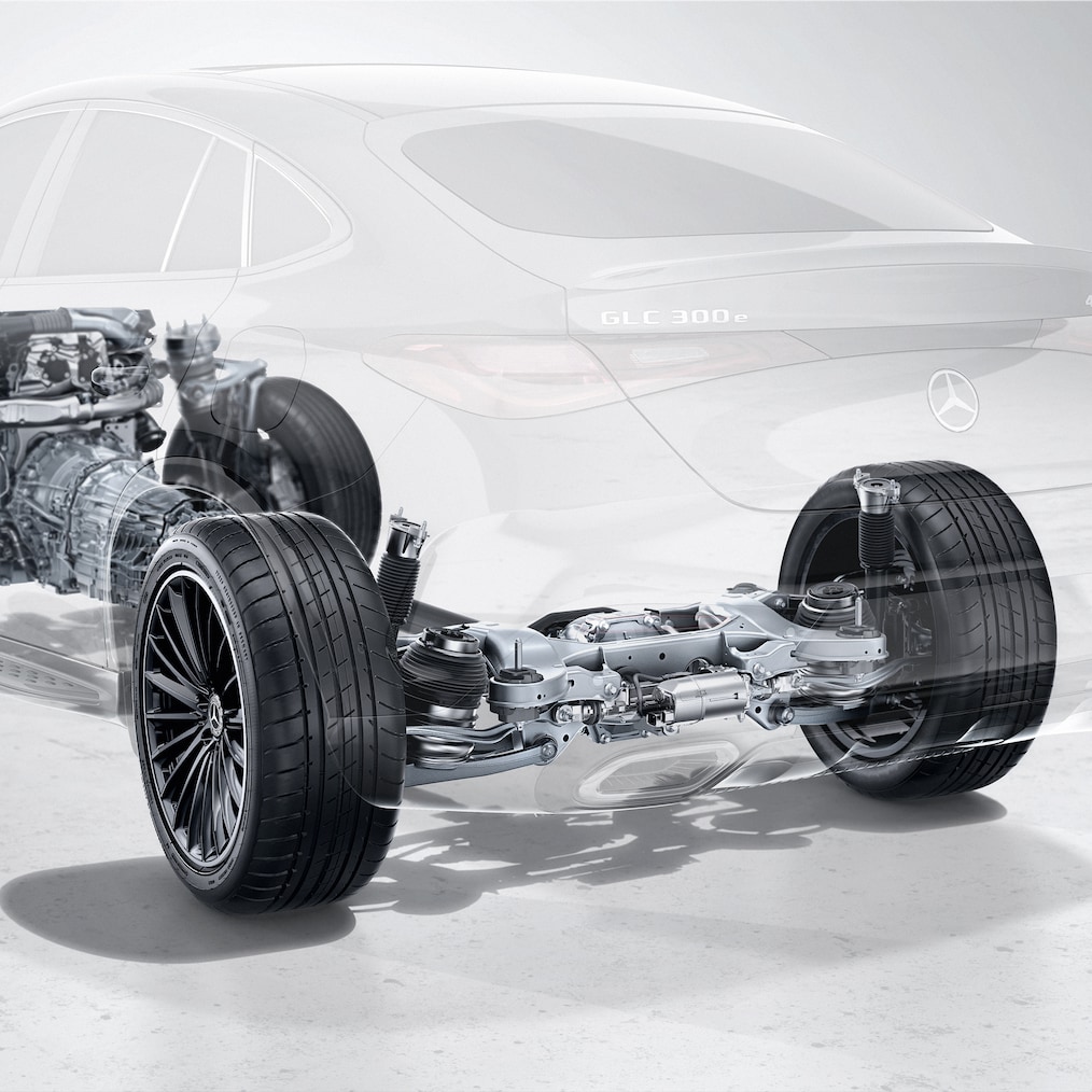 Șasiul modelului Mercedes-Benz GLC.