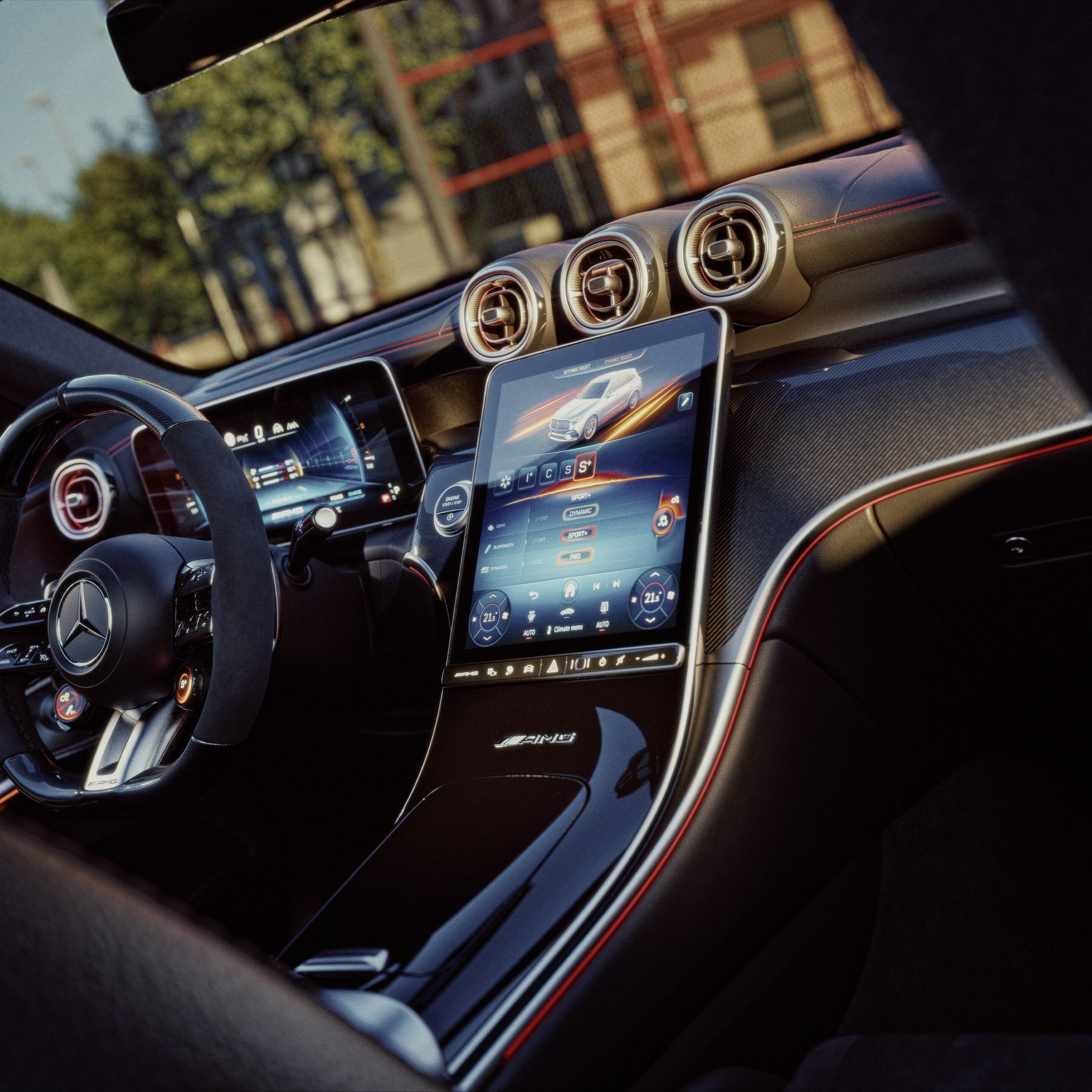 Interiorul noului Mercedes-AMG GLC SUV.