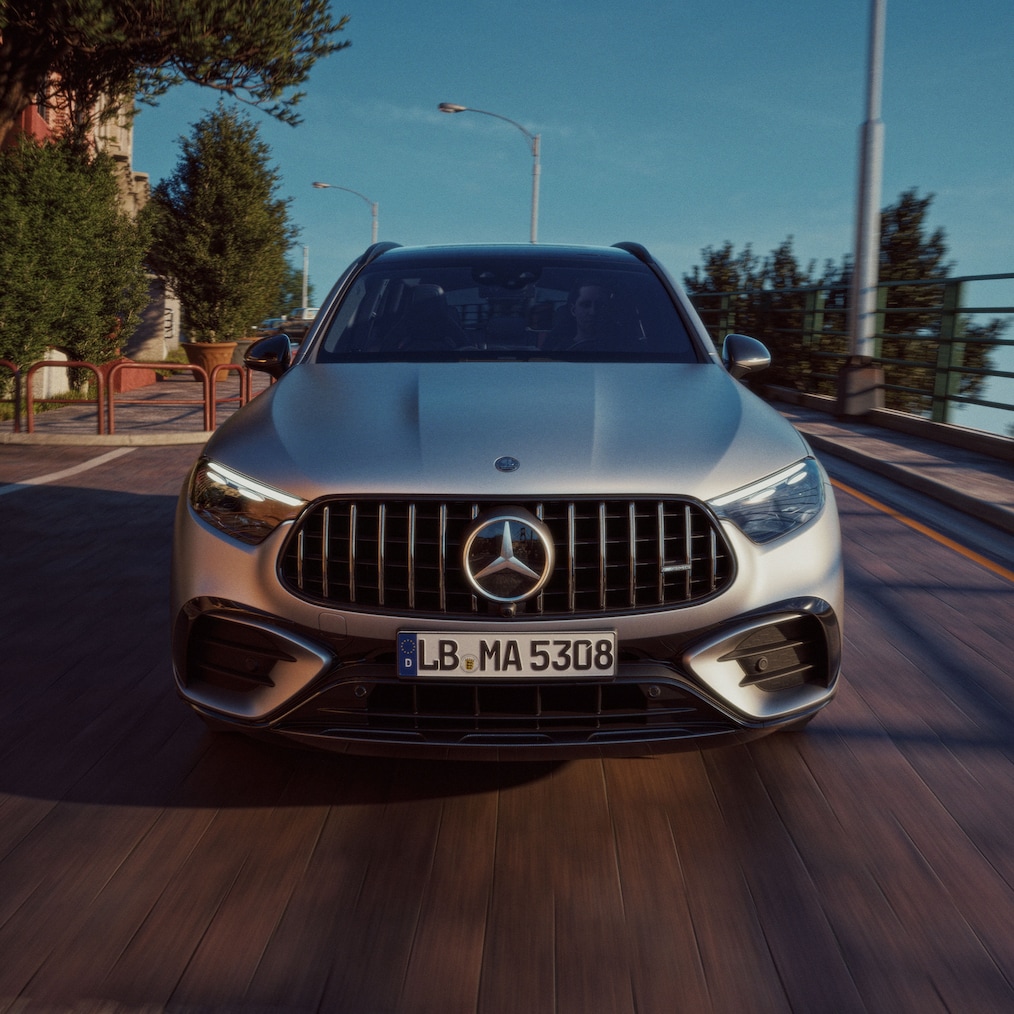 Partea frontală a noului model Mercedes-AMG GLC SUV.