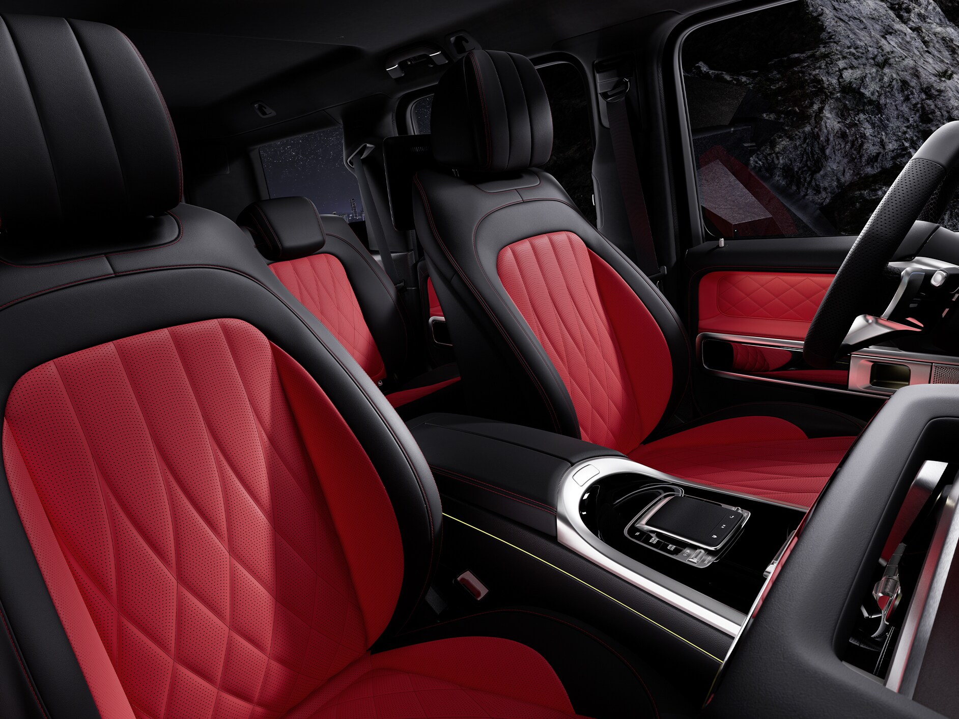 Interiorul modelului Mercedes-Benz Clasa G.