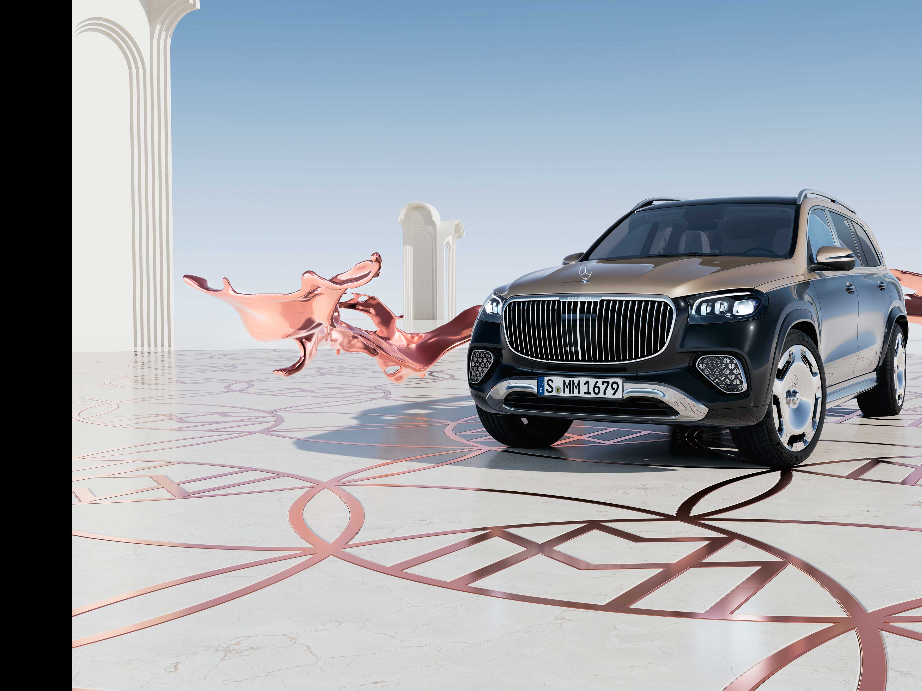 GLS SUV | Marcă emblematică | Mercedes-Maybach Modelul Mercedes-Maybach GLS SUV dintr-o perspectivă frontală.