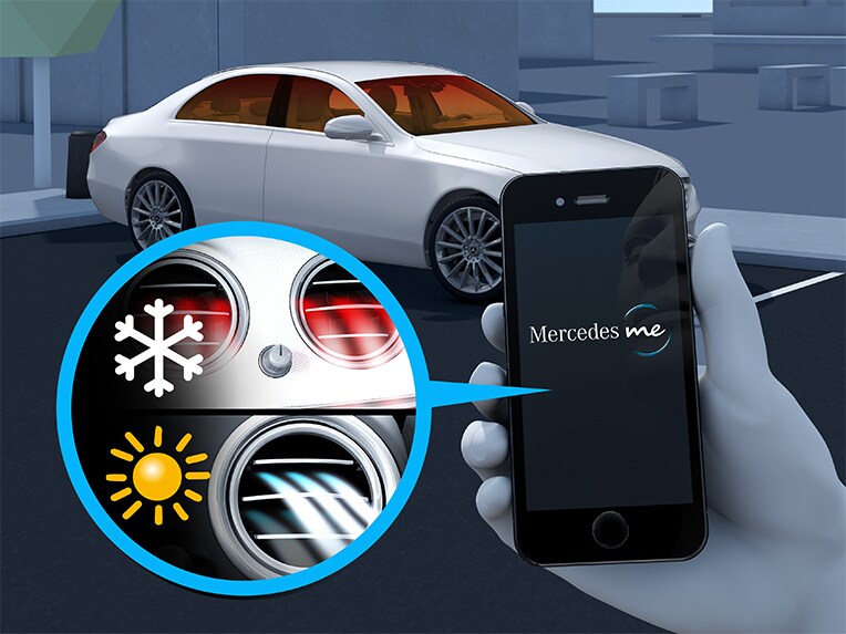 O vizualizare a preclimatizării modelului Mercedes-Maybach EQS SUV.