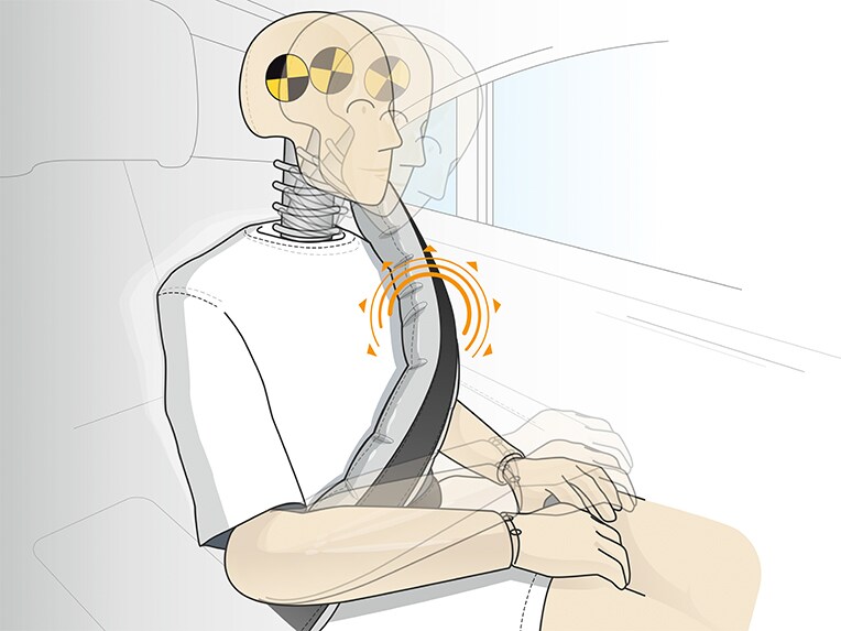 Airbagul din centură din modelul Mercedes-Benz clasa S limuzină lung.