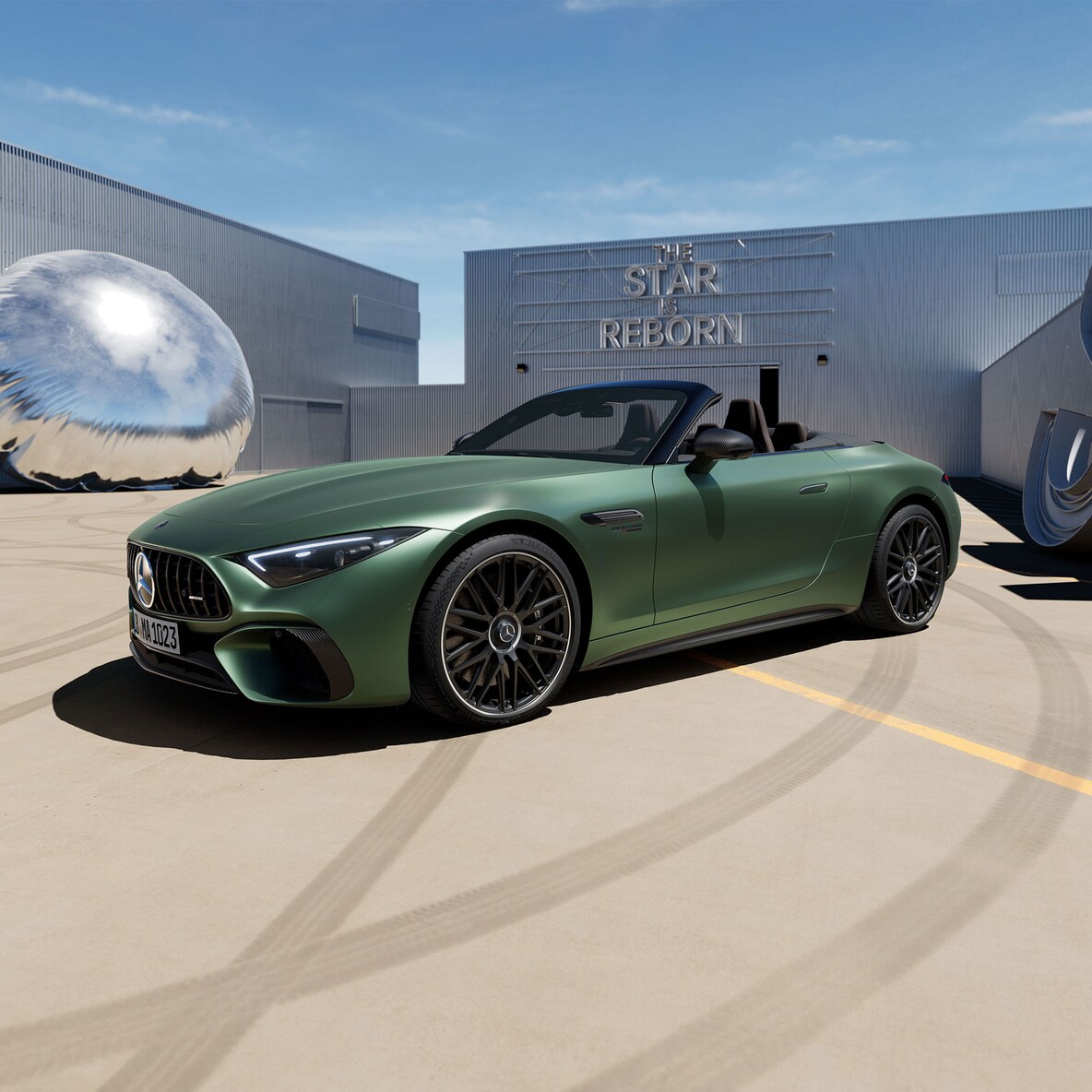 Exteriorul modelului Mercedes-AMG SL 63 S E PERFORMANCE dintr-o perspectivă laterală.