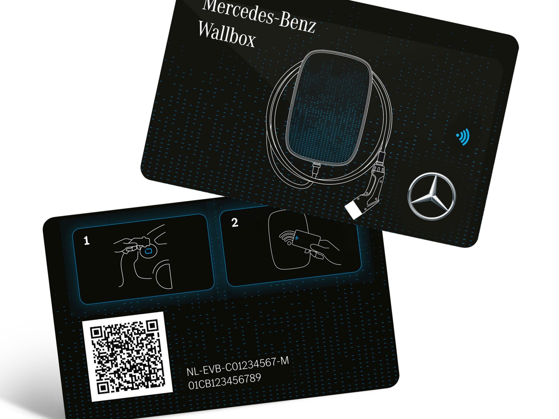 Cardul RFID Mercedes-Benz cu ambalajul aferent.