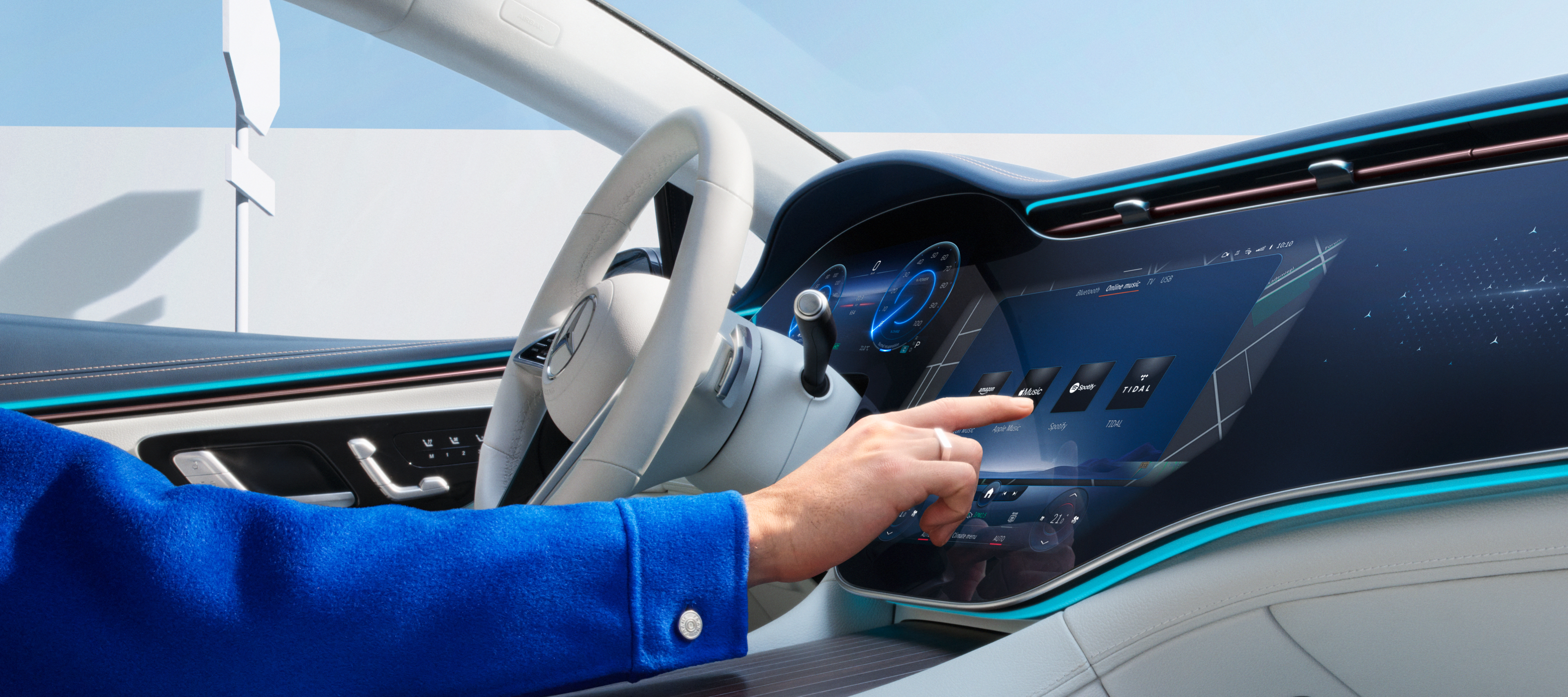 Extraopțiuni digitale | Mercedes-Benz Interfața MBUX cu extraopțiuni digitale active într-un Mercedes-Benz