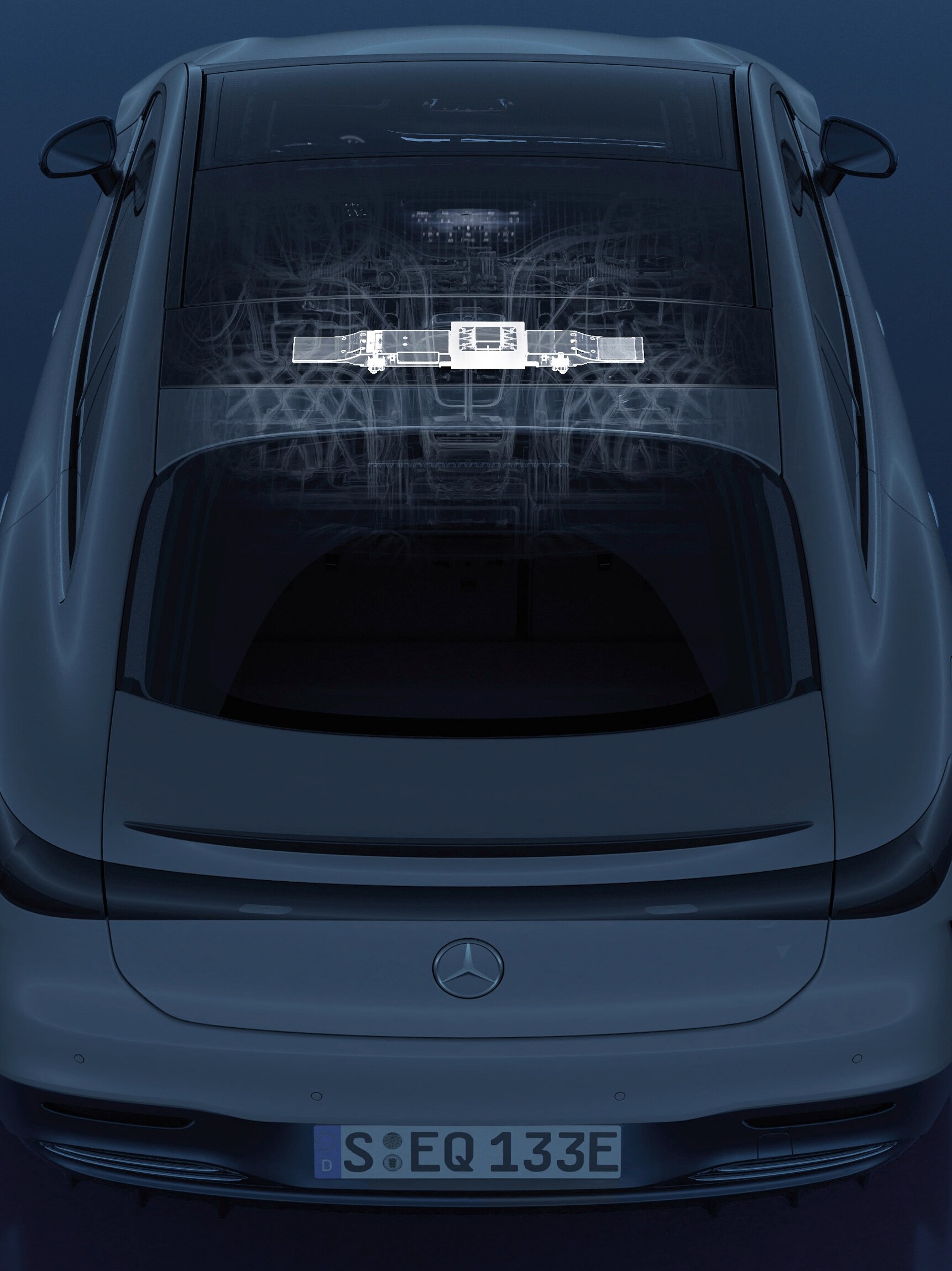 Perspectivă aeriană a modelului Clasa S, cu sistemul de poziționare prezentat schematic