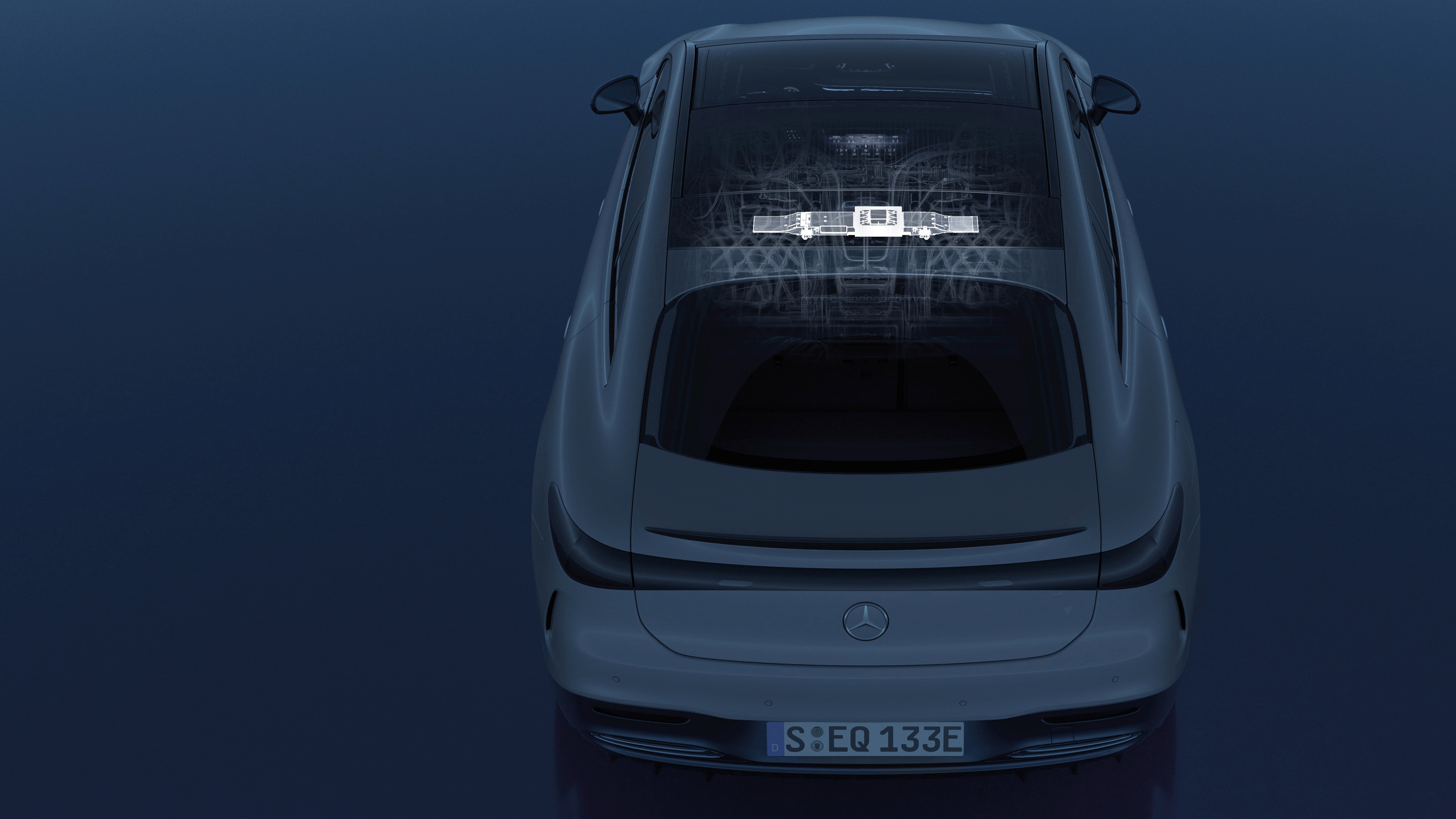 Perspectivă aeriană a modelului Clasa S, cu sistemul de poziționare prezentat schematic Perspectivă aeriană a modelului Clasa S, cu sistemul de poziționare prezentat schematic