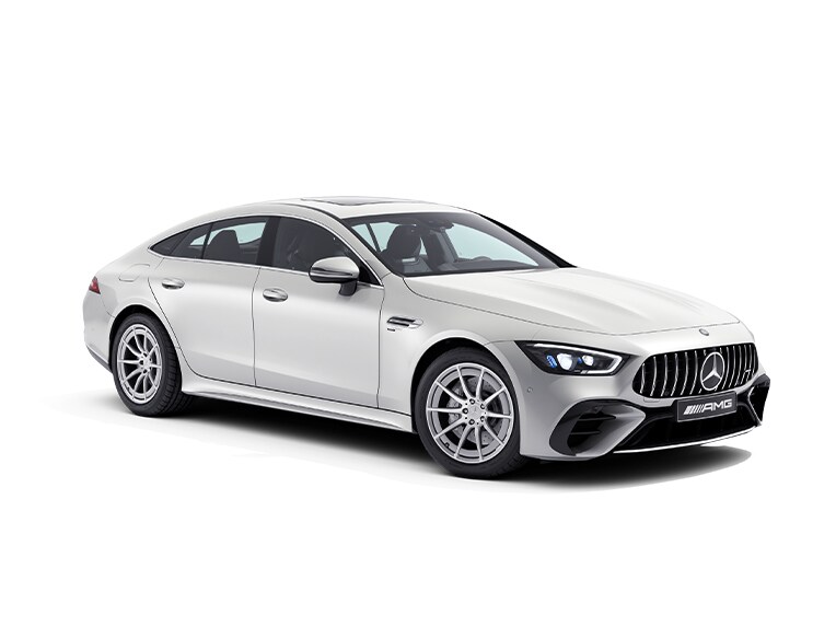 O reprezentare a modelului Mercedes-AMG GT Coupé cu 4 uși.