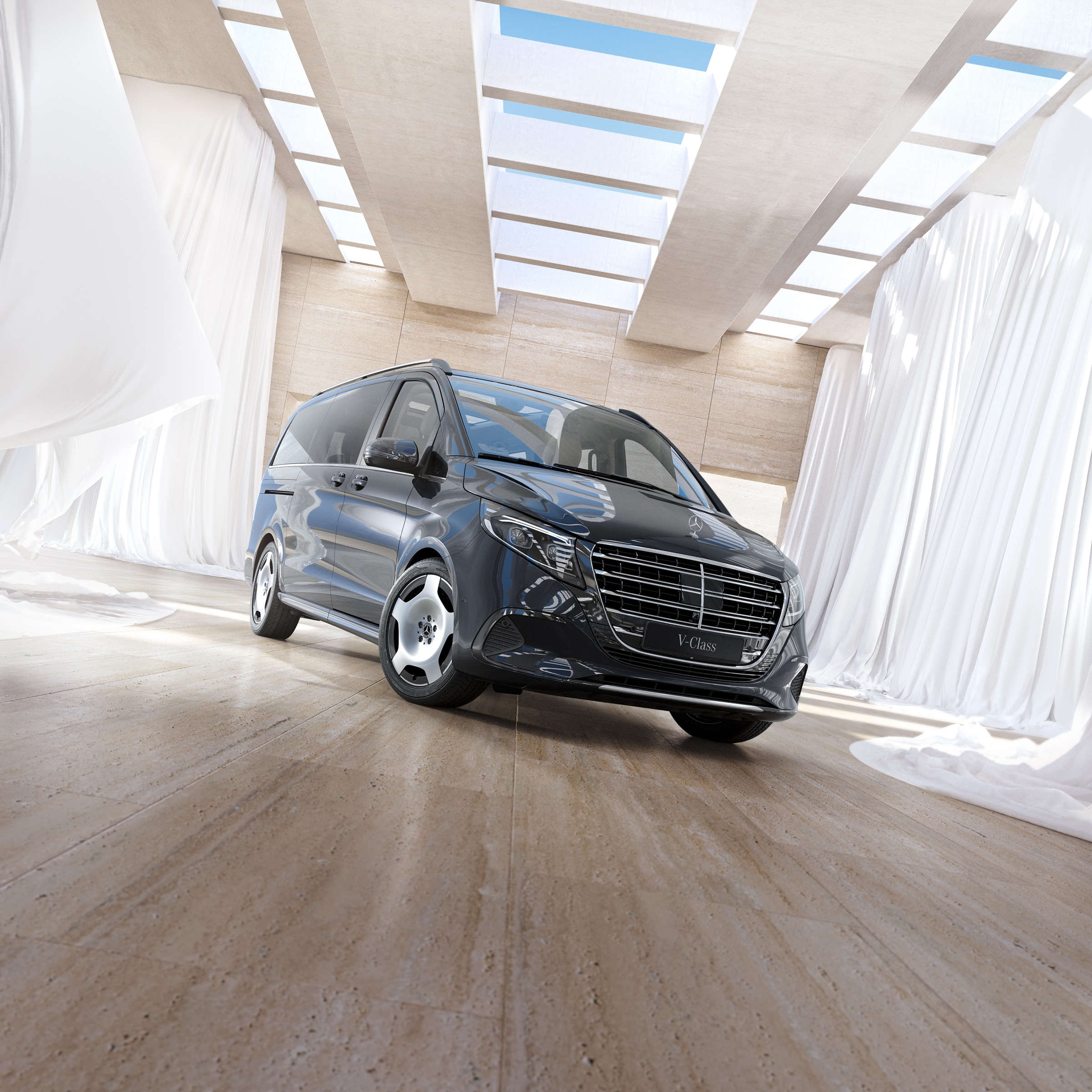 Clasa V | Istoria autovehiculelor utilitare | Mercedes-Benz Modelul pentru pasageri Mercedes-Benz Clasa V s-a poziționat între interioarele moderne și luminoase, cu luminatoare.