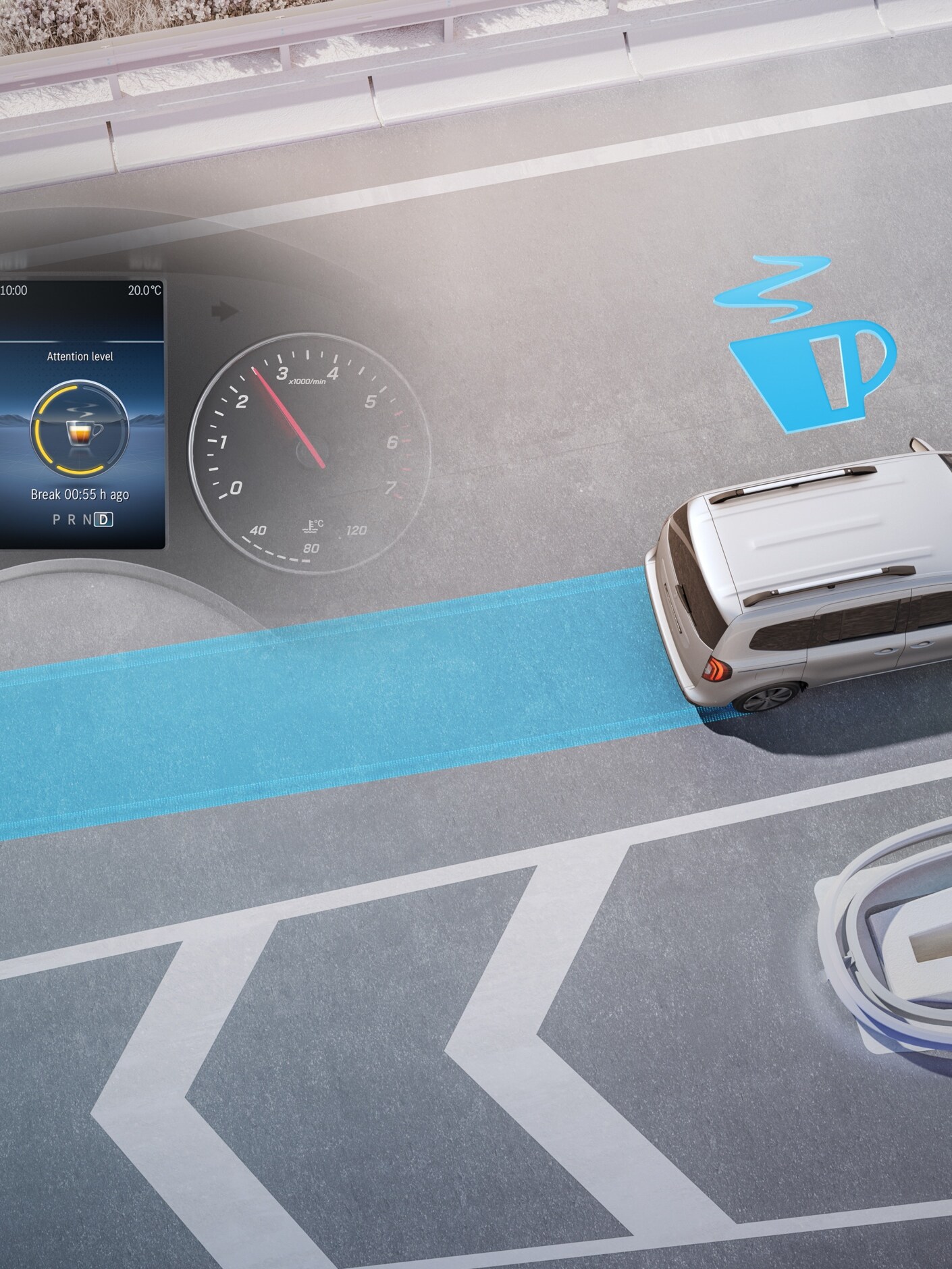 Sistemul ATTENTION ASSIST în modelul Mercedes-Benz Citan furgon.