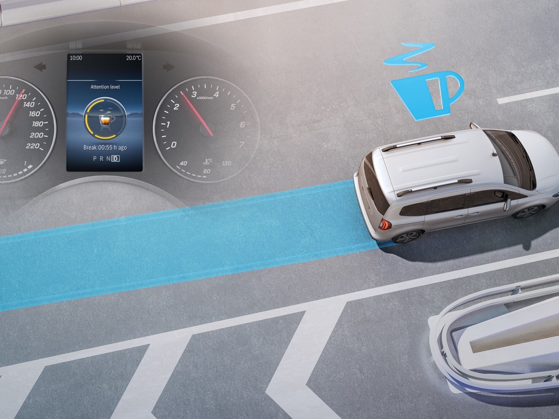 Sistemul ATTENTION ASSIST în modelul Mercedes-Benz Citan Tourer.