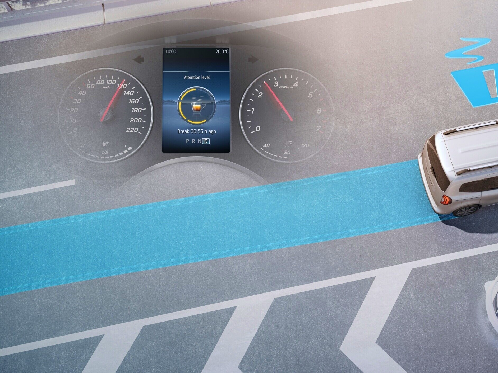 Sistemul ATTENTION ASSIST în modelul Mercedes-Benz eCitan furgon.