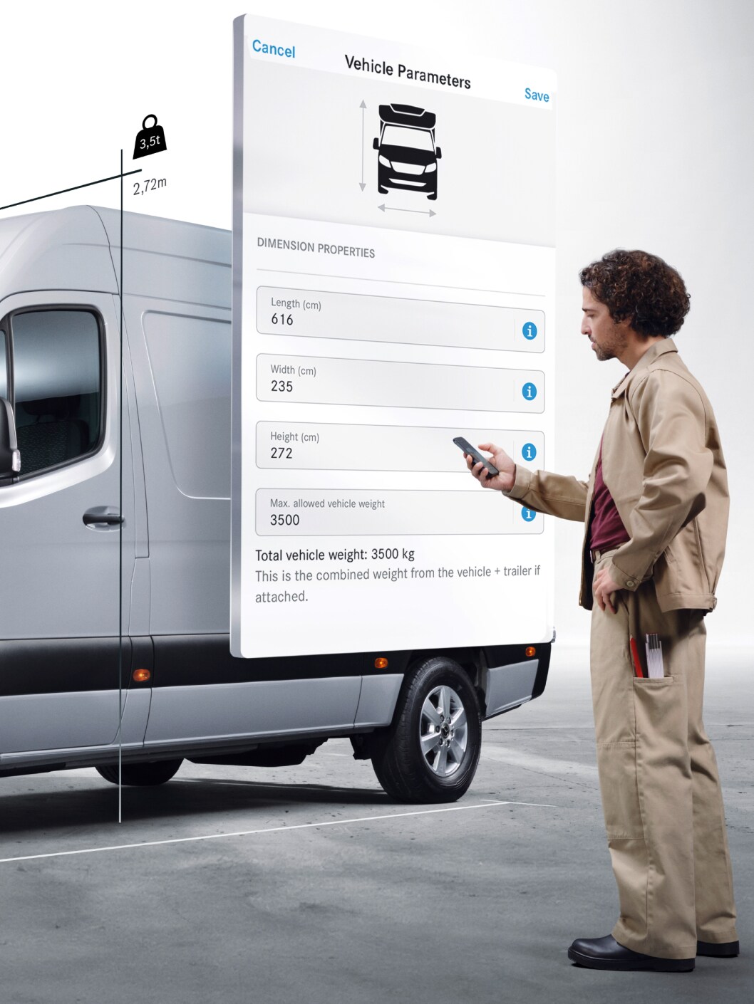 Extraopțiunile digitale pentru modelul Mercedes-Benz eSprinter șasiu.