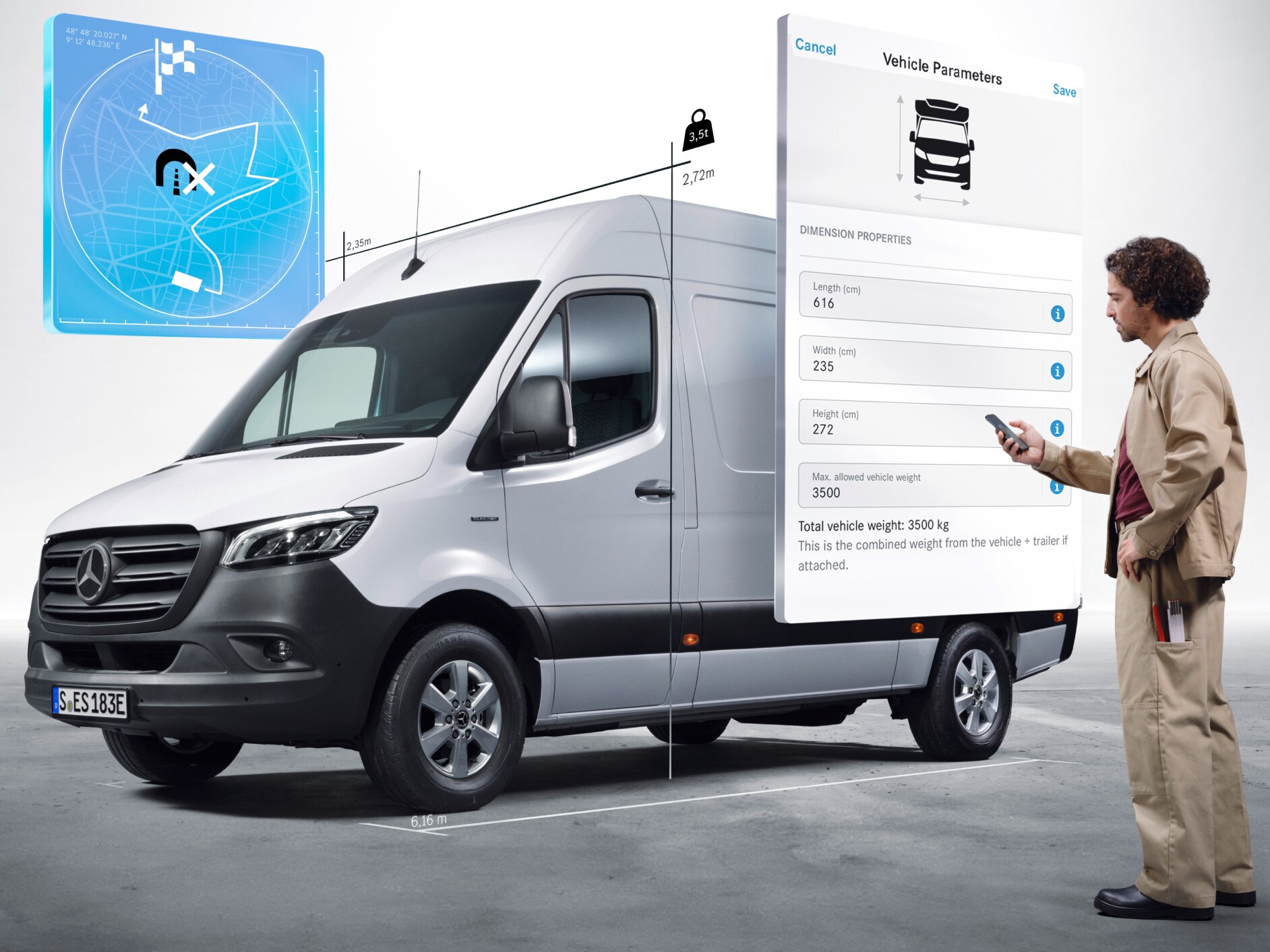 Extraopțiunile digitale pentru autovehiculul cu platformă Mercedes-Benz eSprinter.