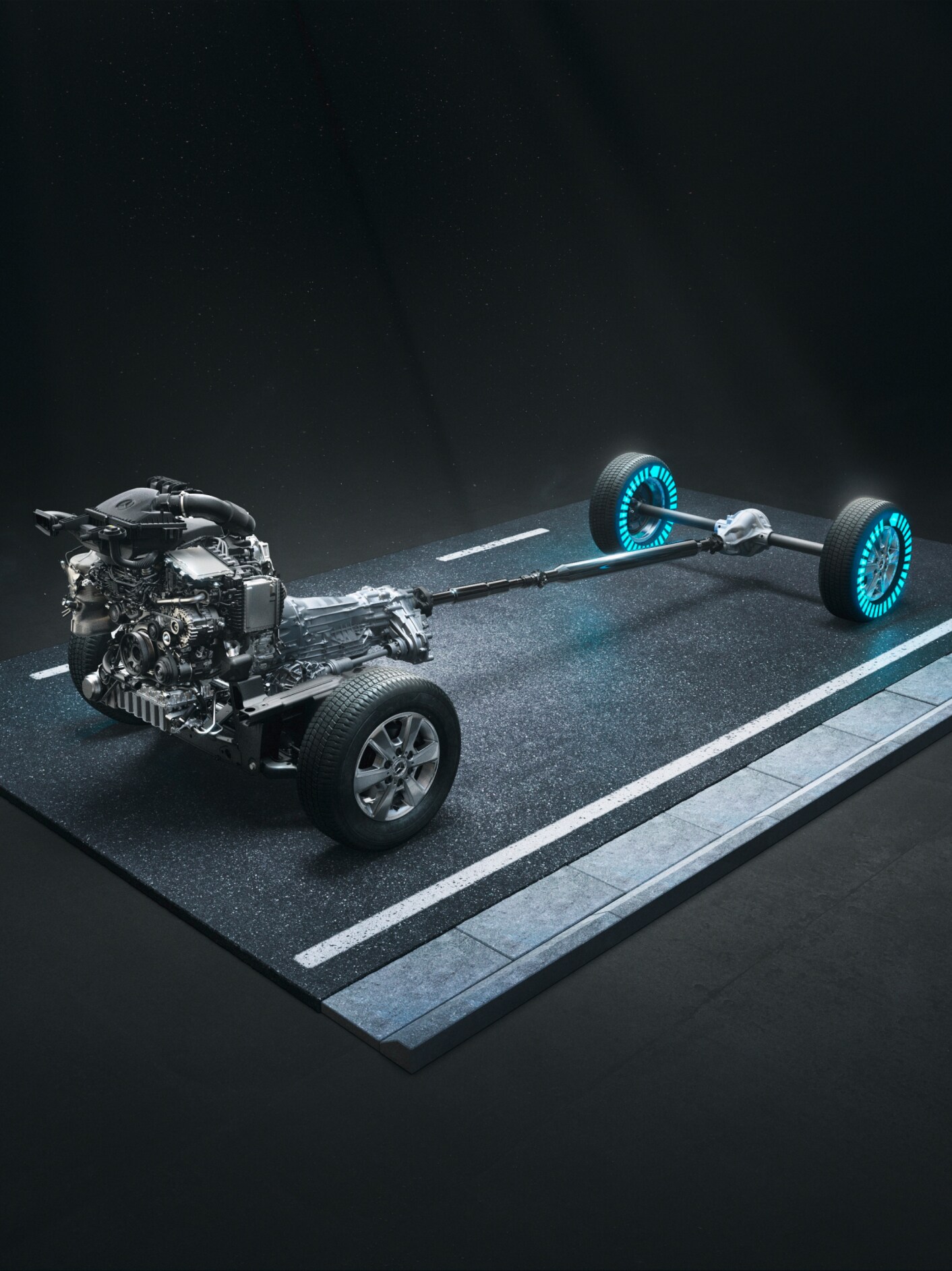 Tracțiunea integrală 4x4 cu sistemul torque-on-demand pentru Sprinter șasiu.