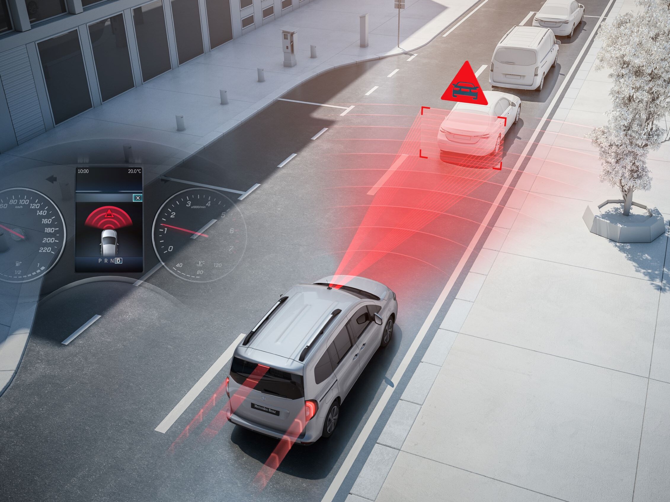 Mercedes-Benz Citan cu sistemele de asistență la rulare.