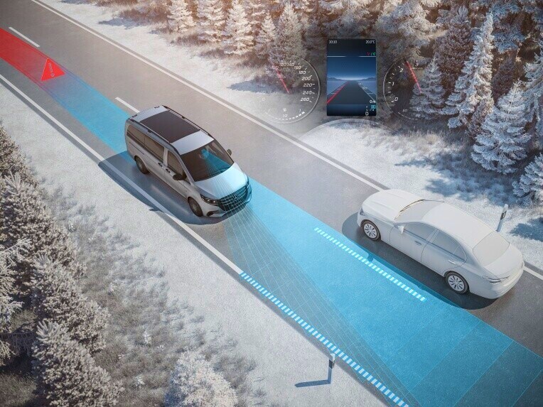 Asistentul activ pentru menținerea benzii de rulare monitorizează zona din fața autovehiculului și te poate proteja împotriva părăsirii neintenționate a benzii de rulare.