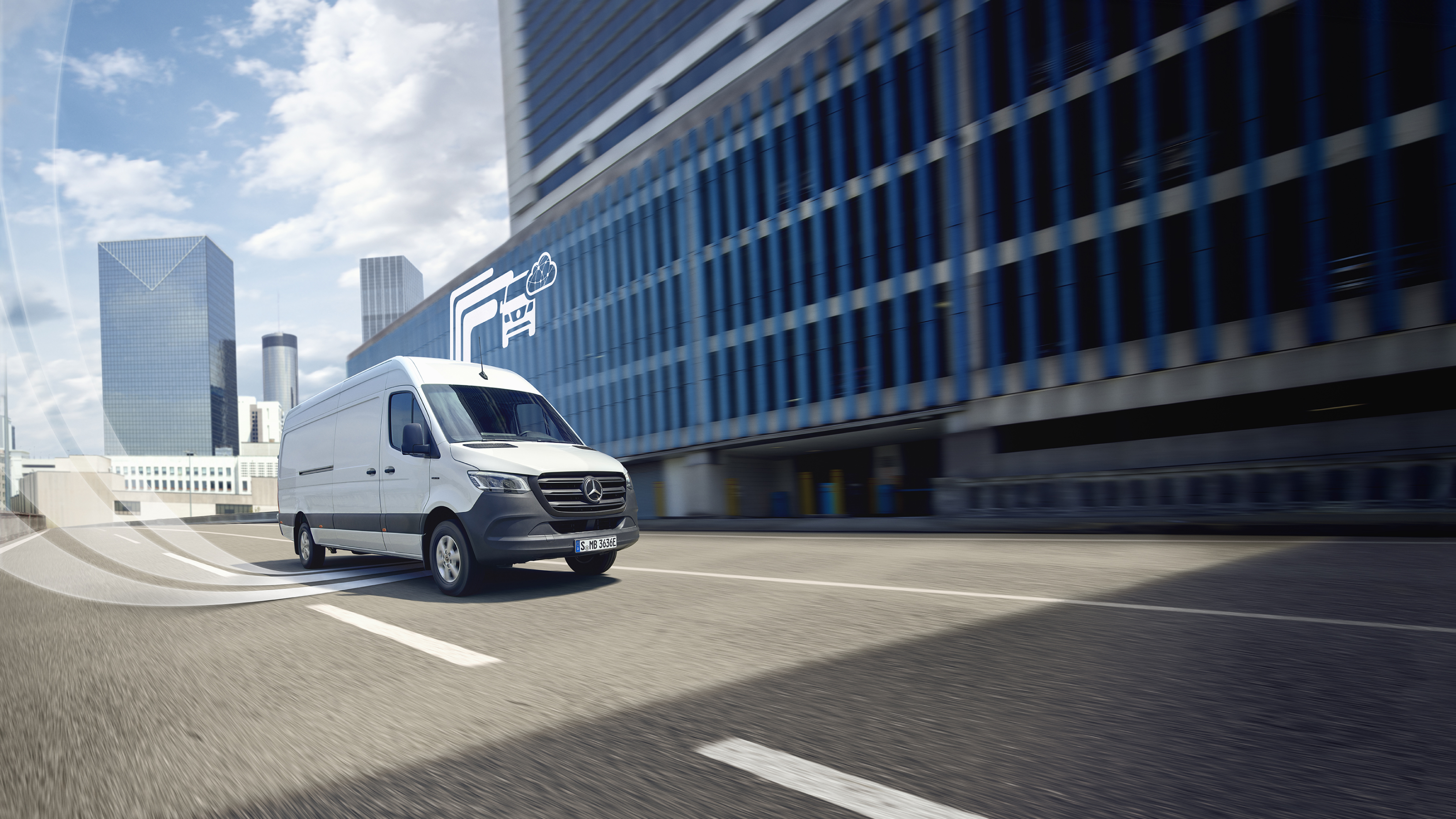 Extraopțiuni digitale | Mercedes-Benz Un autovehicul cu elemente grafice, reprezentând extraopțiunile digitale.