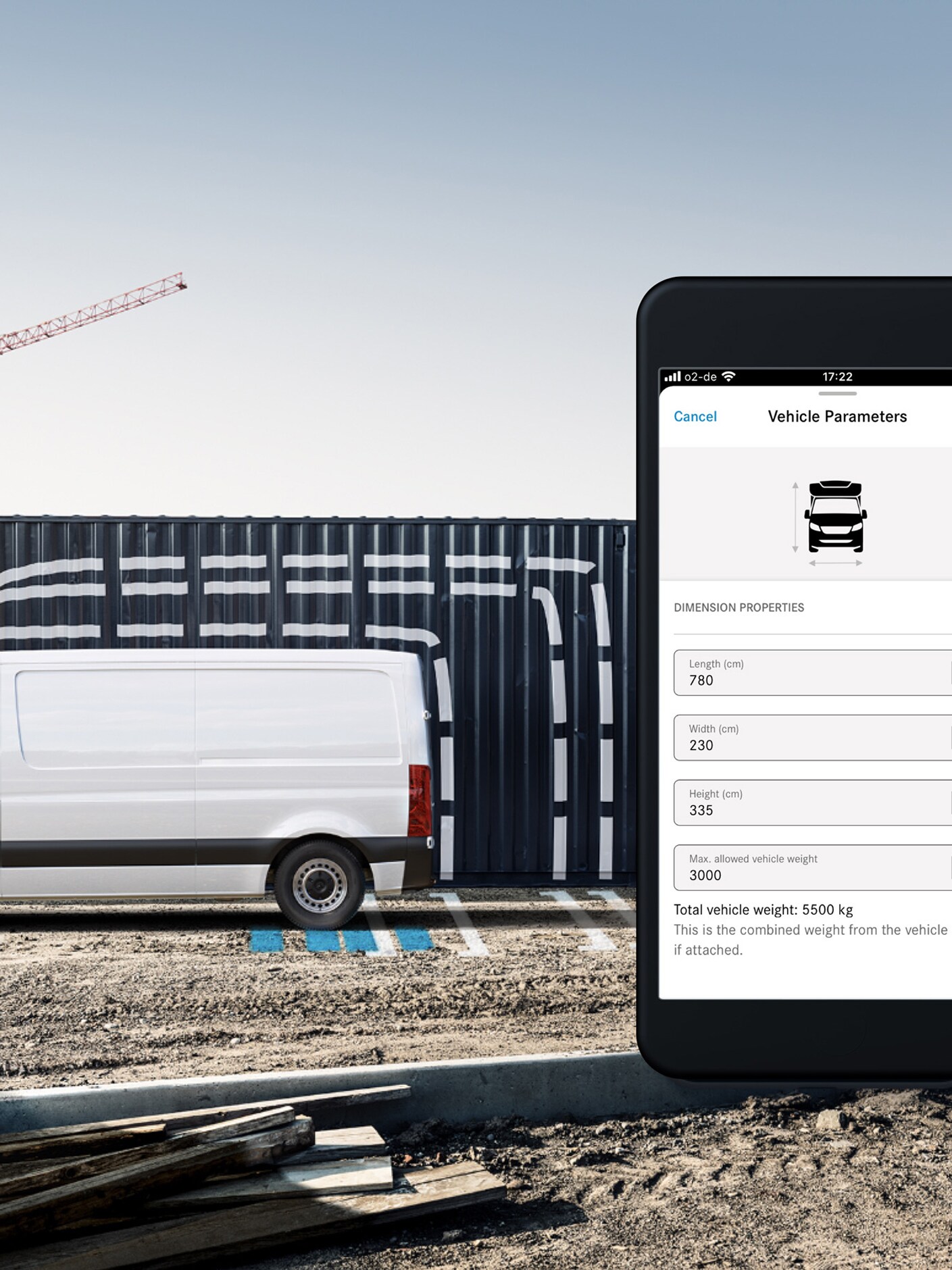 Sistemul de navigație pentru modelul Mercedes-Benz Sprinter are în vedere dimensiunile autovehiculului sau ale atelajului.