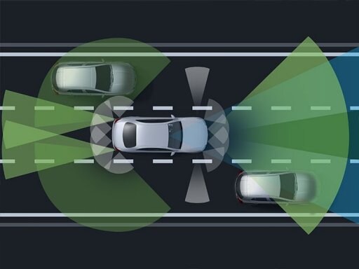 O ilustrare a pachetului Plus de asistență la rulare în noul model CLE Coupé de la Mercedes-Benz.