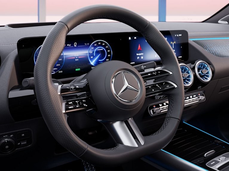 Noul volan al noului model EQA de la Mercedes-Benz.